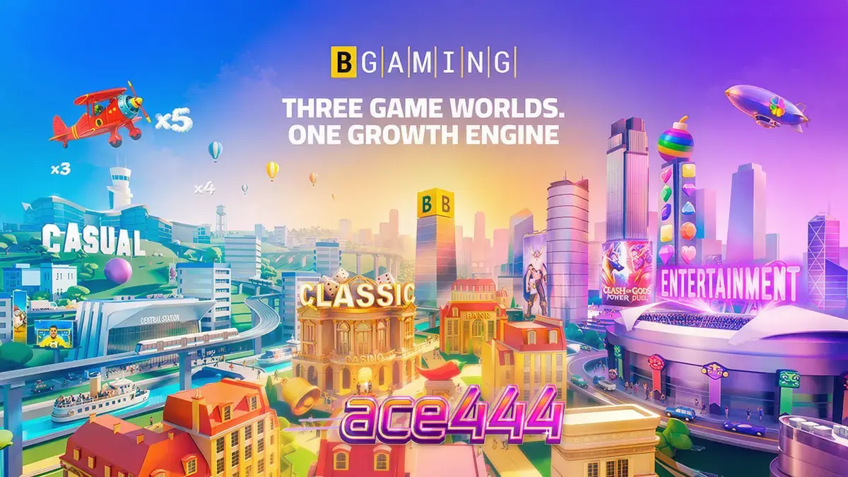 BGaming-এর থ্রি গেম ওয়ার্ল্ডস পোর্টফোলিও কনসেপ্টের একটি শৈল্পিক উপস্থাপনা